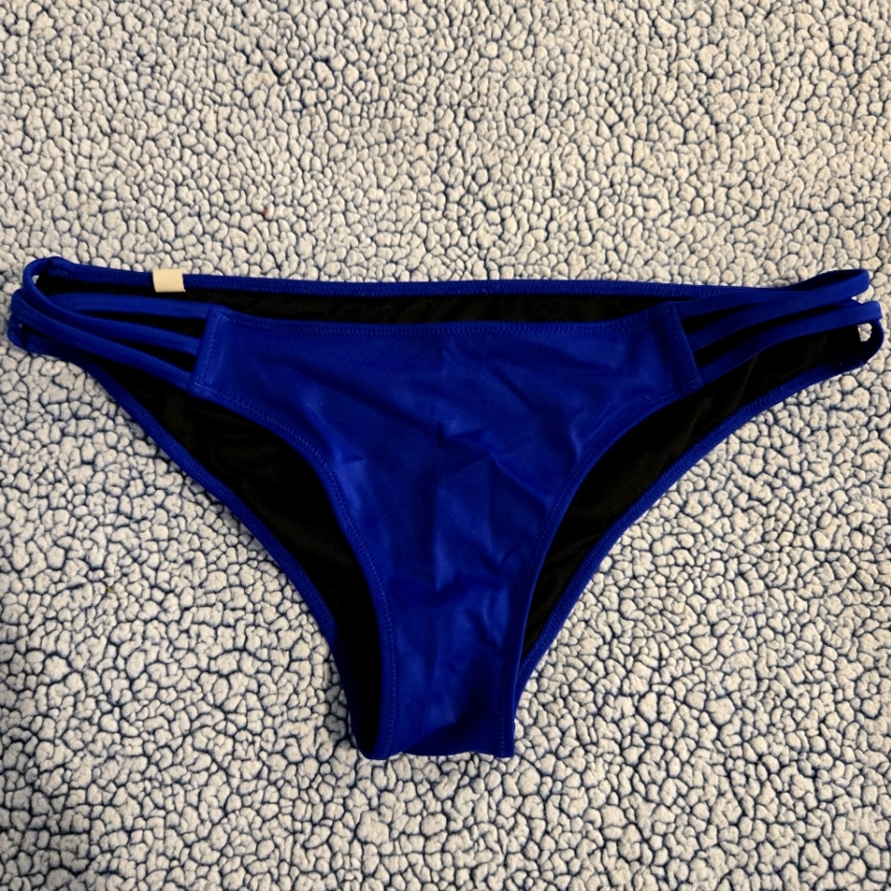 PINK Victoria's Secret Strappy Cheeky Royal Blue Bikini Bottoms